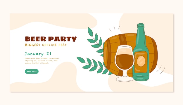 Design de banner de bar de cerveja desenhado à mão