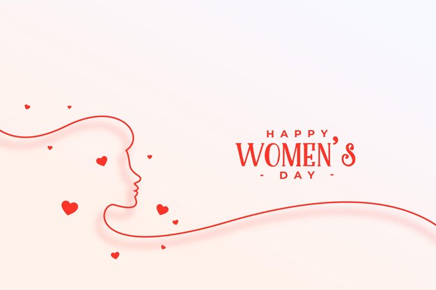 Design de banner de corações de dia das mulheres de estilo de linha