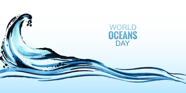 Design de banner de onda do mar de celebração do dia mundial do oceano