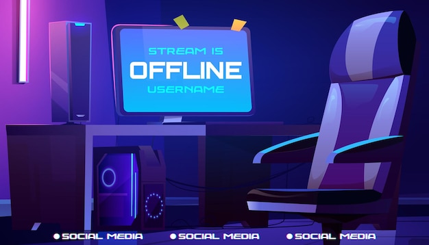 Vetor grátis design de banner de papel de parede de fluxo offline para gamer