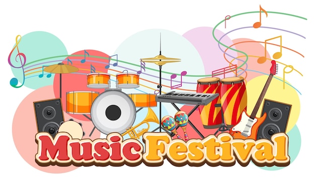 Vetor grátis design de banner de texto de festival de música
