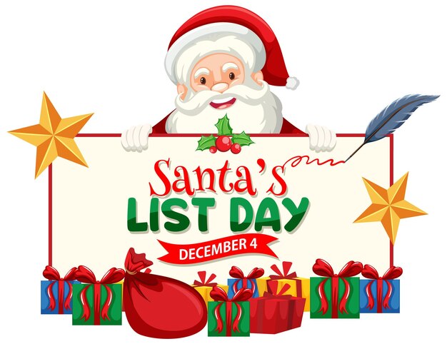Design de banner de texto do dia da lista do Papai Noel