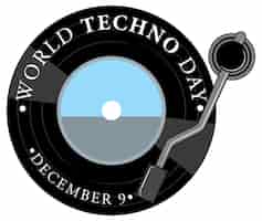 Vetor grátis design de banner de texto do dia mundial do techno