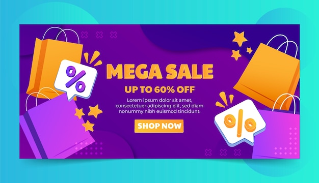 Design de banner de vendas de compras