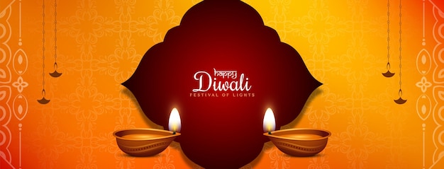 Design de banner decorativo elegante festival de diwali feliz