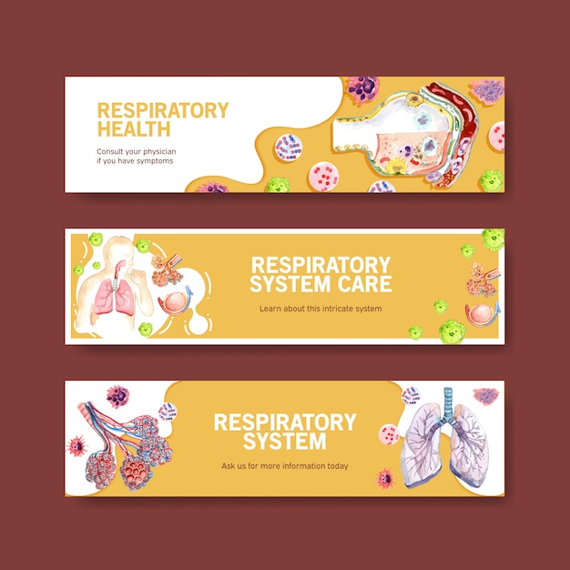 Design de banner respiratório com anatomia humana do pulmão