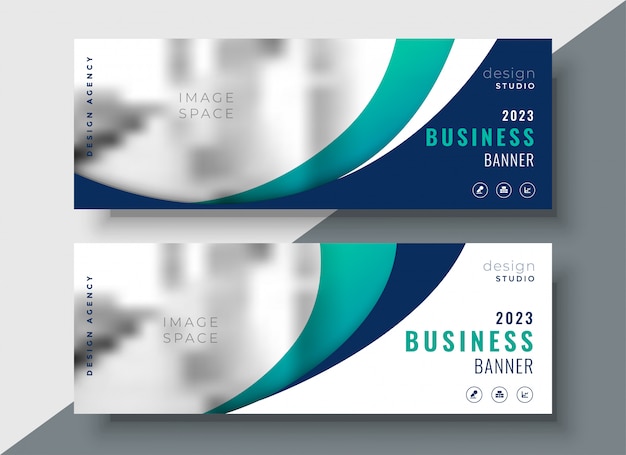 Vetor grátis design de banners web ondulado abstrato dois negócios