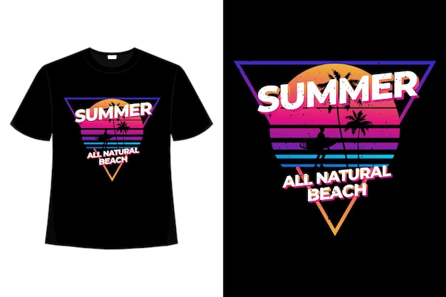 Design de camiseta de estilo gradiente natural de praia de verão