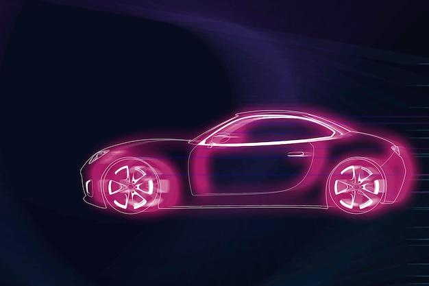 Vetor grátis design de carro esporte rosa neon