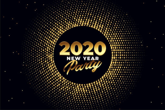 Design de cartão brilhante dourado festa 2020 ano novo