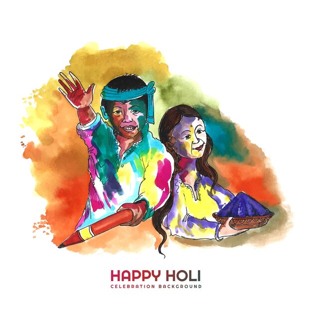 Design de cartão colorido festival tradicional indiano holi
