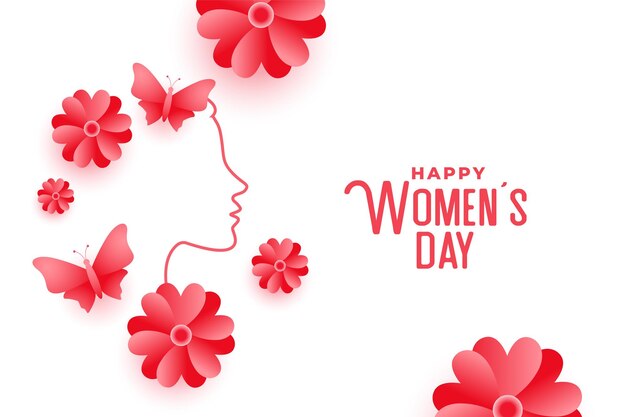 Design de cartão criativo de flores e borboletas do dia das mulheres