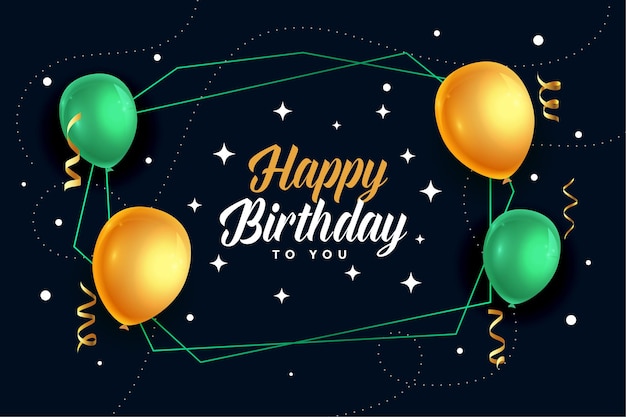 Design de cartão de balões realistas de feliz aniversário