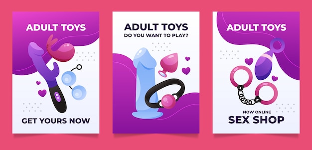 Design de cartão de brinquedos sexuais gradientes