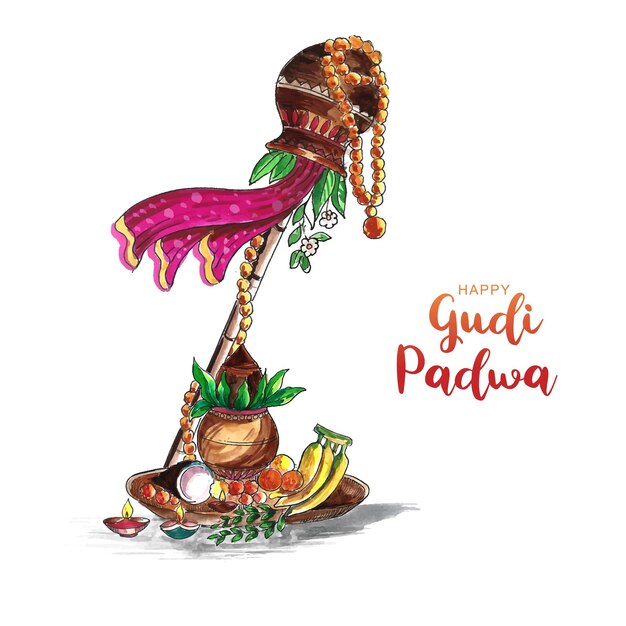 Design de cartão de celebração de ocasião gudi padwa