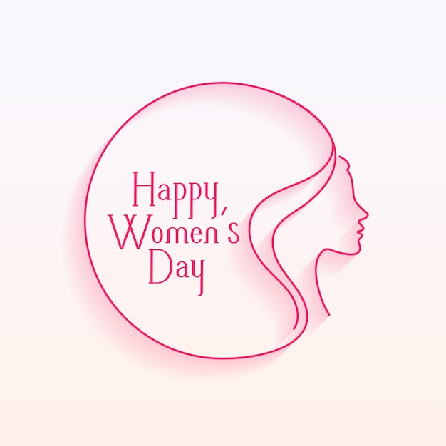 Design de cartão de dia das mulheres feliz estilo de linha