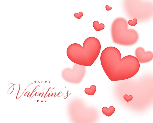Design de cartão de dia dos namorados com corações vermelhos 3D