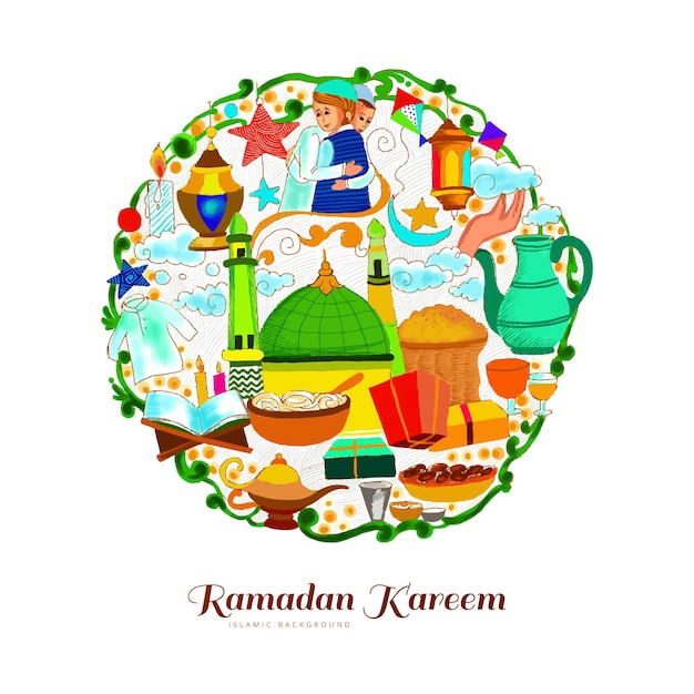 Vetor grátis design de cartão de felicitações do festival islâmico ramadan kareem