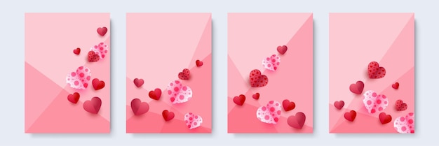 Design de cartão de saudação com decoração abstrata de formas de coração para dias especiais dia das mães dia dos namorados Vetor Premium
