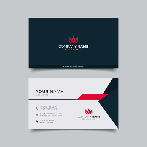Design de cartão de visita moderno vermelho e branco elegante profissional Vetor Premium