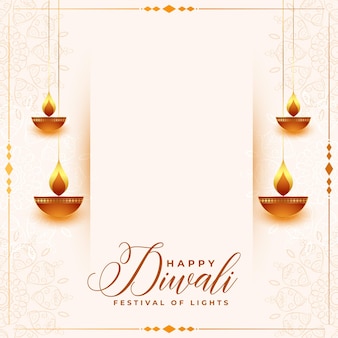 Design de cartão feliz feliz festival decorativo de diwali