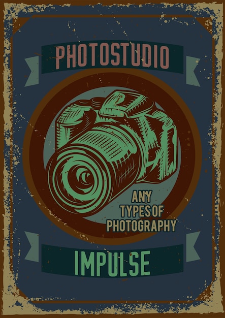 Vetor grátis design de cartaz com ilustração de uma câmera