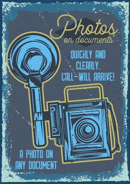 Vetor grátis design de cartaz com ilustração de uma câmera