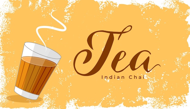 design de cartaz de chá ou chai indiano de estilo grungy