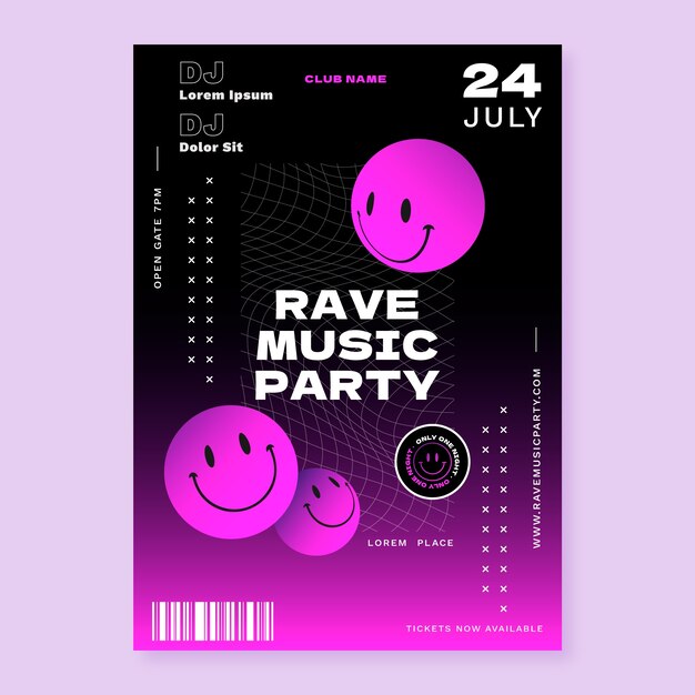 Design de cartaz de festa rave gradiente