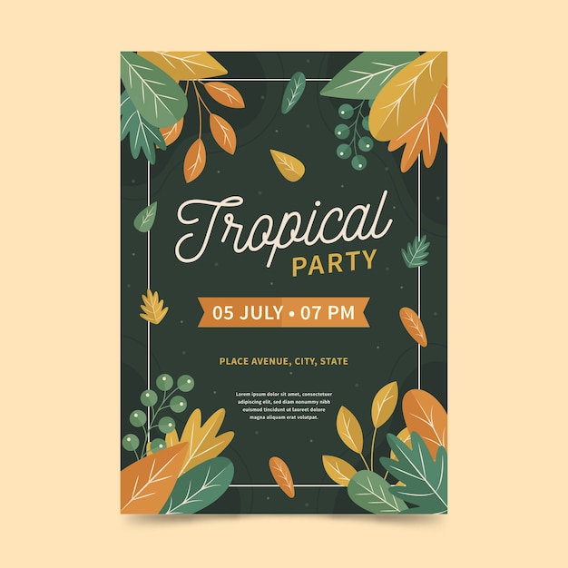 Design de cartaz de festa tropical