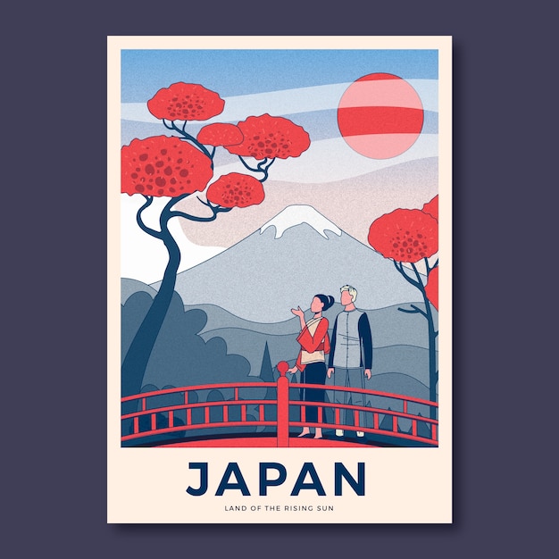 Vetor grátis design de cartaz de japão desenhado à mão