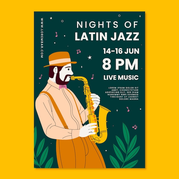 Vetor grátis design de cartaz de música jazz