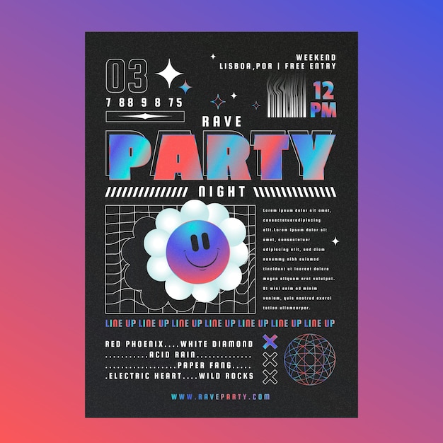 Design de cartaz de rave realista