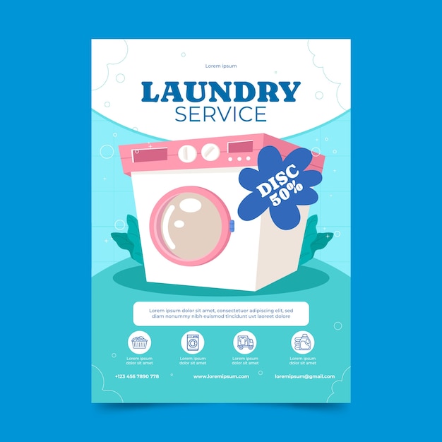 Design de cartaz de serviço de lavandaria desenhado à mão