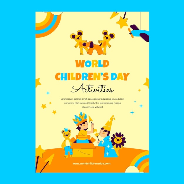 Vetor grátis design de cartaz do dia das crianças