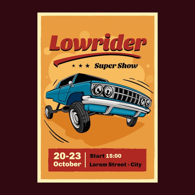 Design de cartaz lowrider desenhado à mão