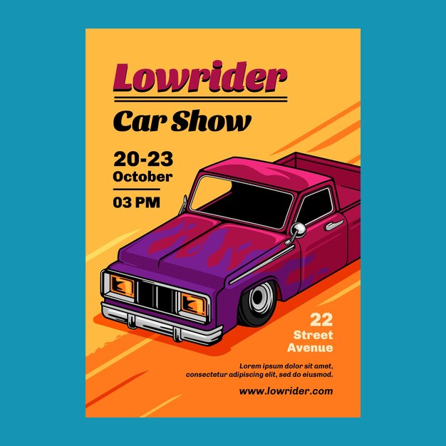 Design de cartaz lowrider desenhado à mão