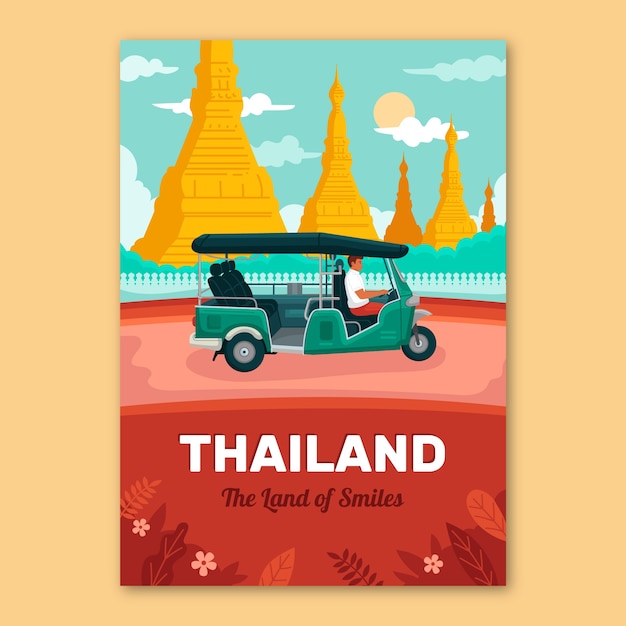 Vetor grátis design de cartaz tailandês desenhado à mão