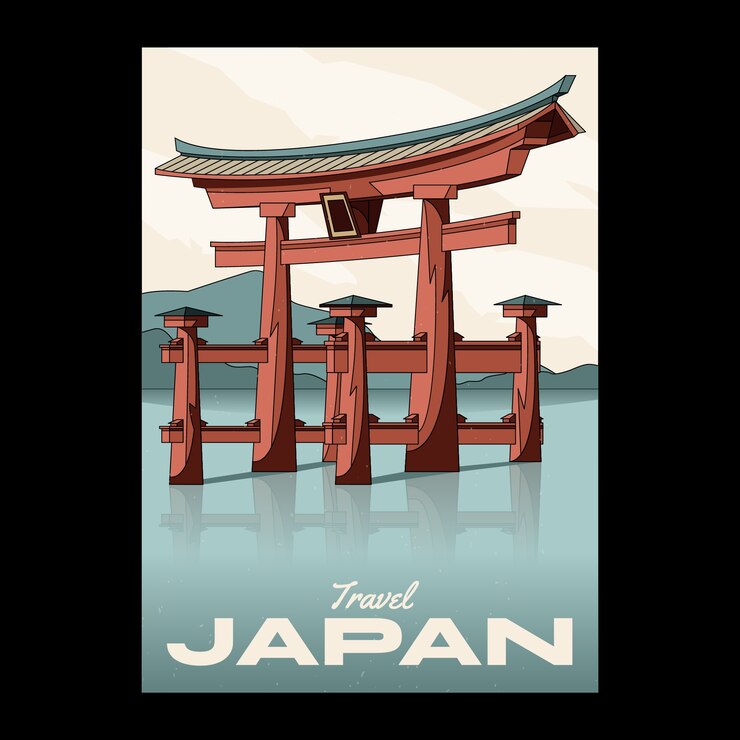 Vetor grátis design de cartazes de viagens japão desenhado à mão