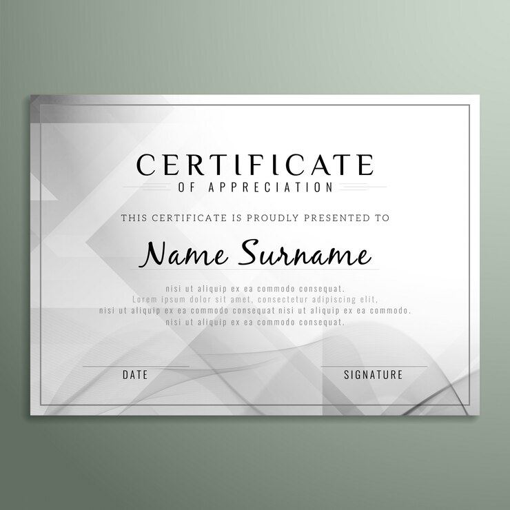 Vetor grátis design de certificado cinza