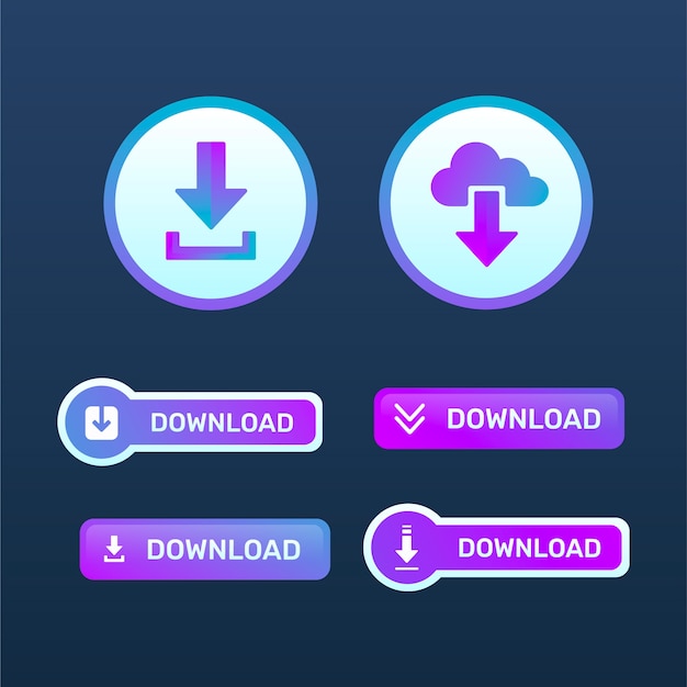 Design de coleção de botões de download gratuito
