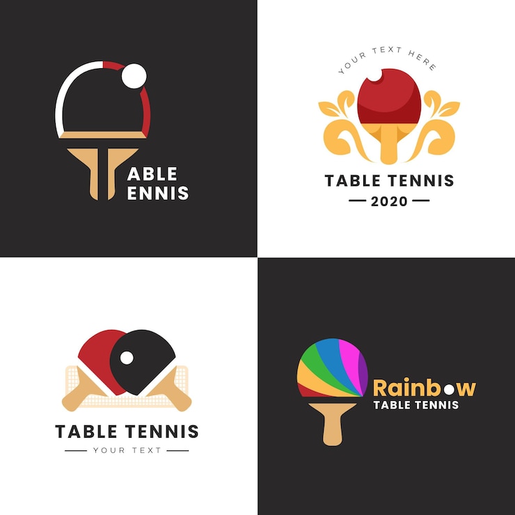 Vetor grátis design de coleção de logotipo de tênis de mesa