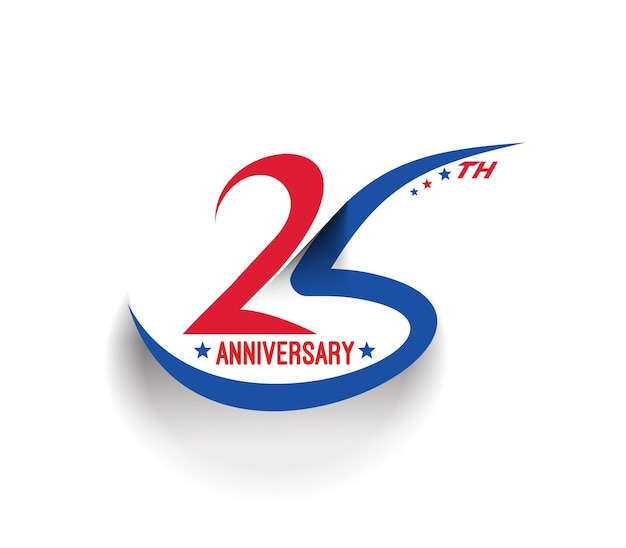 Vetor grátis design de comemoração do 25º aniversário