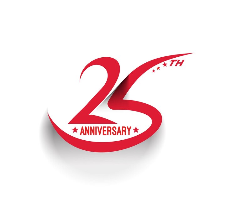Vetor grátis design de comemoração do 25º aniversário
