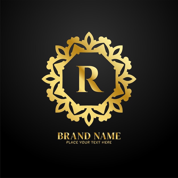 Vetor grátis design de conceito de logotipo de marca de luxo letra r