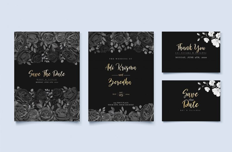 Vetor grátis design de convite de casamento elegante com motivo floral