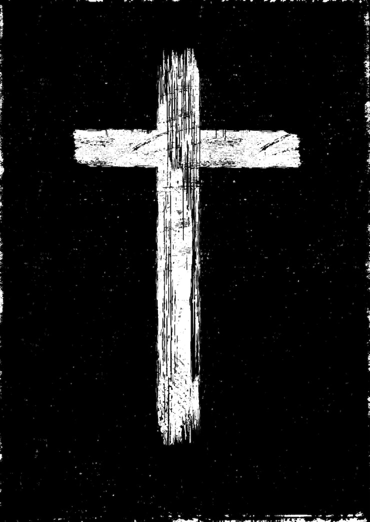 Vetor grátis design de cruz cristã minimalista em estilo grunge