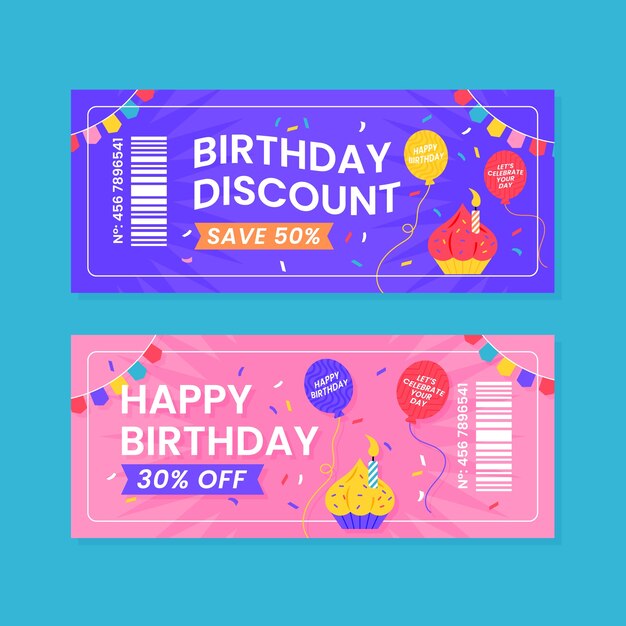 Design de cupom de venda de aniversário gradiente