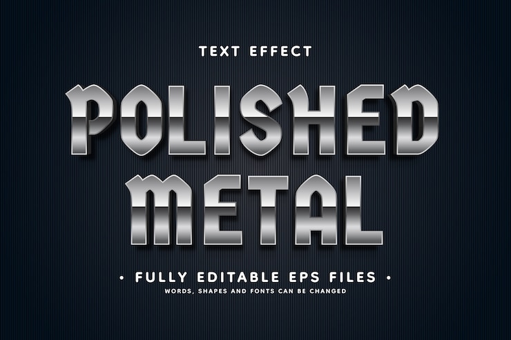 Vetor grátis design de efeito de texto em metal