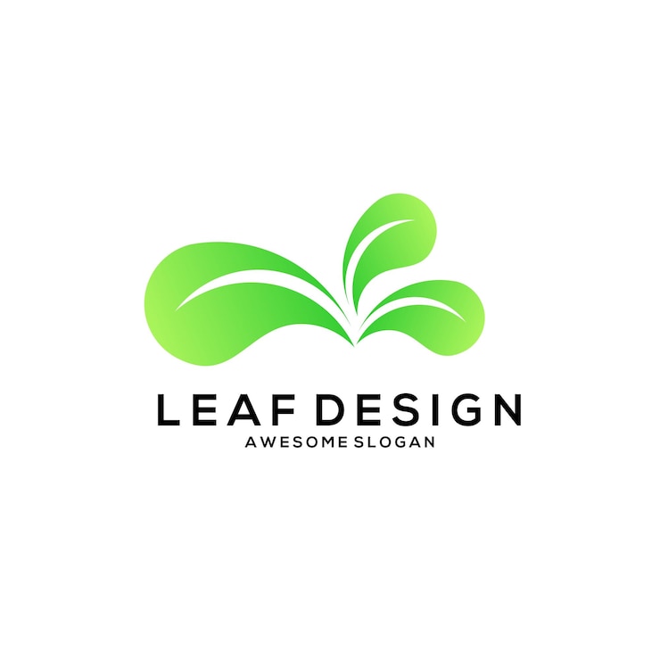 Vetor grátis design de estilo gradiente minimalista do logotipo da folha